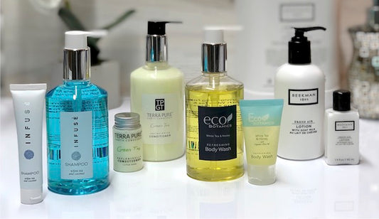 Retail Size Pump Bottles of Favorite Hotel Toiletries | GuestOutfitters.com