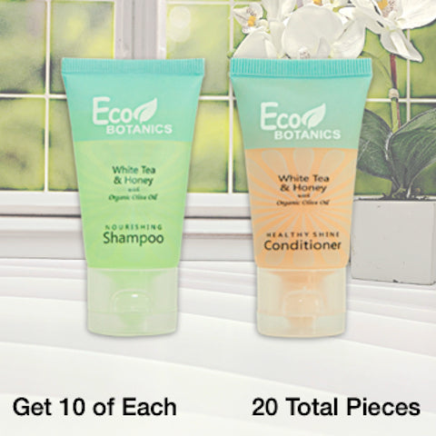 Eco Botanics 20 Piece Hotel Bath Toiletry Bundles for Vacation Rentals | GuestOutfitters.com