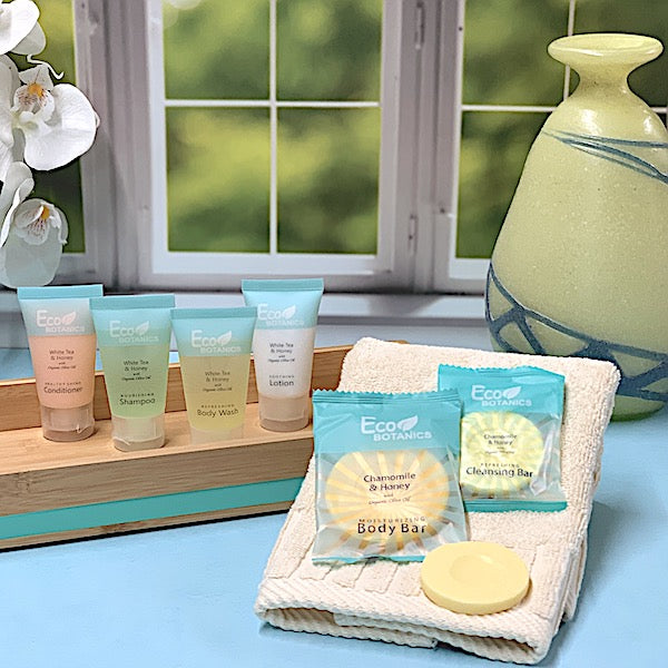 Eco Botanics Hotel Sized Bath Toiletry Supplies for Vacation Rentals | GuestOutfitters.com