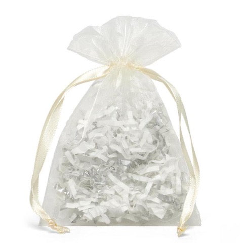 Ivory Organza Gift Bag with Satin Drawstring Closure | GuestOutfitters.com