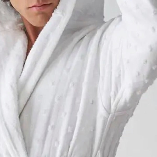 Luxurious Designer Unisex Velour Textured Bathrobe for Hotels, Vacation Rentals and BNBs | GuestOutfitters.com