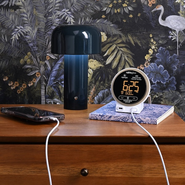 Hotel Mini Alarm Clock with USB-C Charging Ports, White Noise and Night Light | Guest Outfitters.com