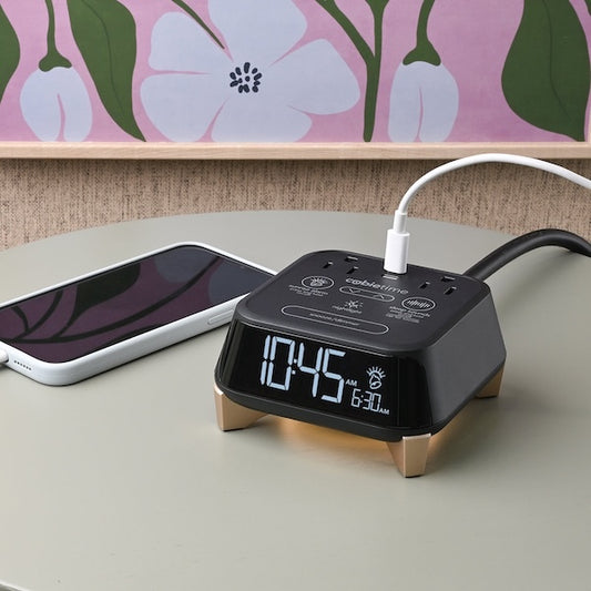 Vacation Rental  Zen Alarm Clock with Power & USB-C Charging Ports, White Noise and Night Light | Guest Outfitters.com