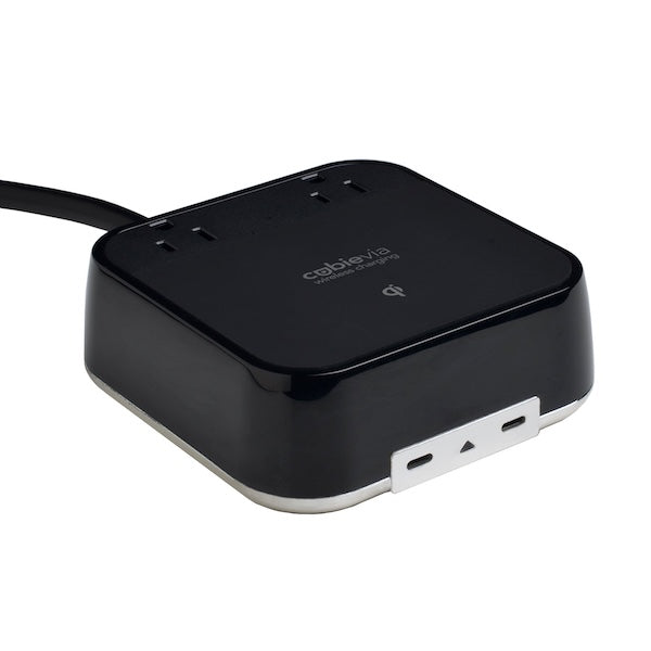 Tabletop Power Cube with Qi Wireless Charging, 2 Power Outlets and 2 USB-C Ports | GuestOutfitters.com