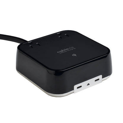 Tabletop Power Cube with Qi Wireless Charging, 2 Power Outlets and 2 USB-C Ports | GuestOutfitters.com