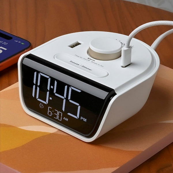Nightstand Alarm Clock with USB Charging for Vacation Rentals | GuestOufitters.com