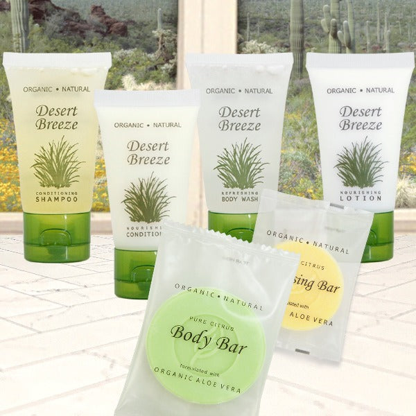 Desert Breeze Hotel Size Toiletries and Soap Bars | GuestOutfitters.com