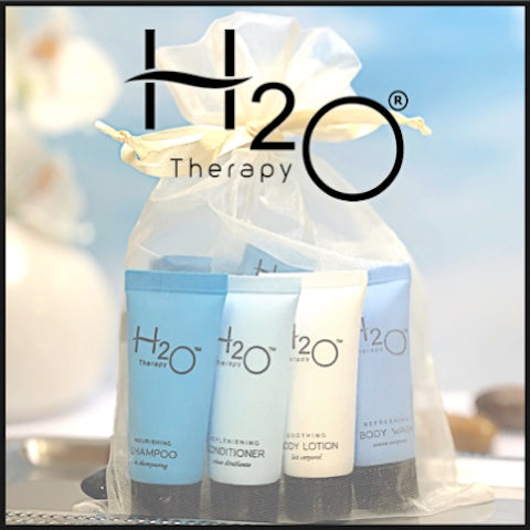 H2O Therapy Hotel Bath Toiletry Sample Gift Bag Sets for Vacation Rentals | GuestOutfitters.com
