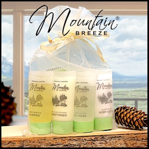 Mountain Breeze Hotel Bath Toiletry Sample Gift Bags for Vacation Rentals, Cabins and Lodges | GuestOutfitters.com