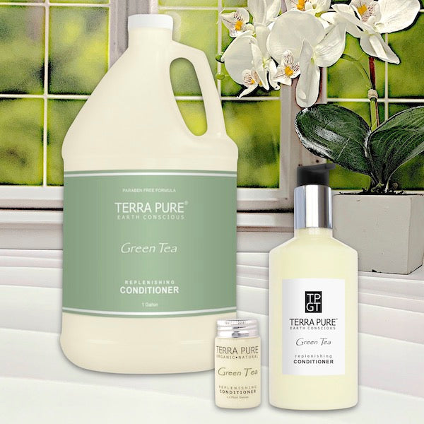 Terra Pure Green Tea Hotel Conditioner in 3 Sizes for BNBs | GuestOutfitters.com