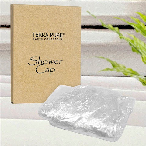Terra Pure Green Tea Hotel Shower Caps in Individual Cartons | GuestOutfitters.com