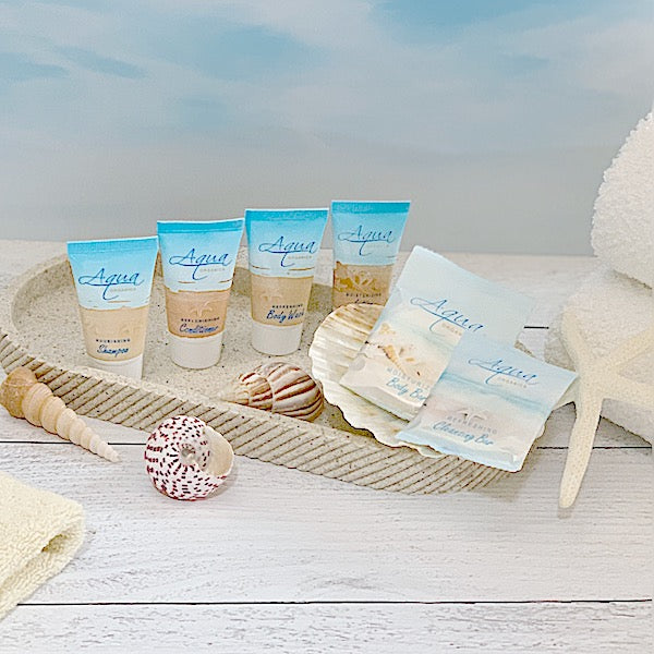 Aqua Organics Hotel Size Bath Amenities for Vacation Rentals | GuestOutfitters.com