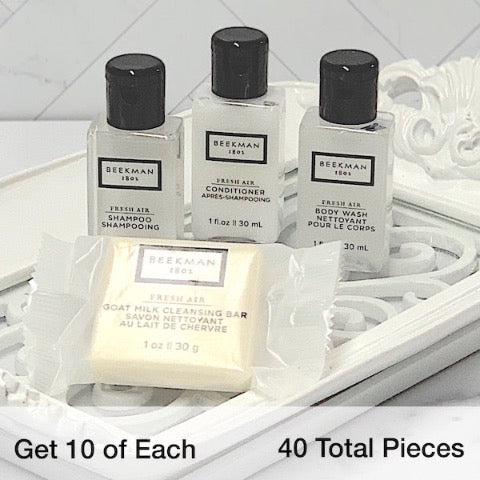Beekman 1802 Fresh Air 40 Piece Hotel Bath Toiletry Bundle Sets for Vacation Rentals | GuestOutfitters.com