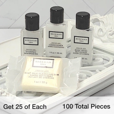 Beekman 1802 100 Piece Hotel-Size Bath Toiletry Supply Sets for Vacation Rentals | GuestOutfitters.com