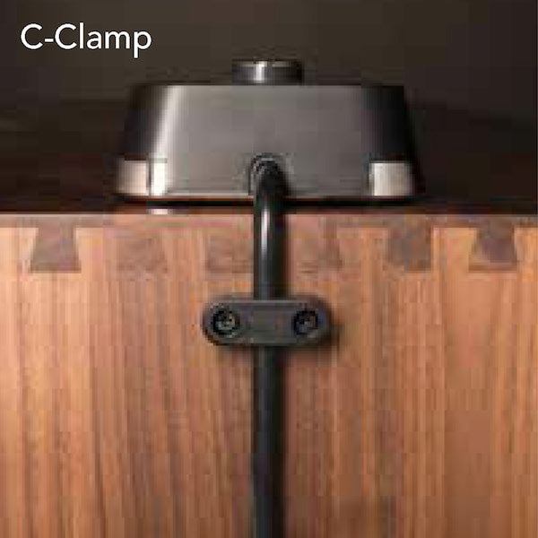 C-Clamp Bracket Secures Power and USB Port Units to Furniture