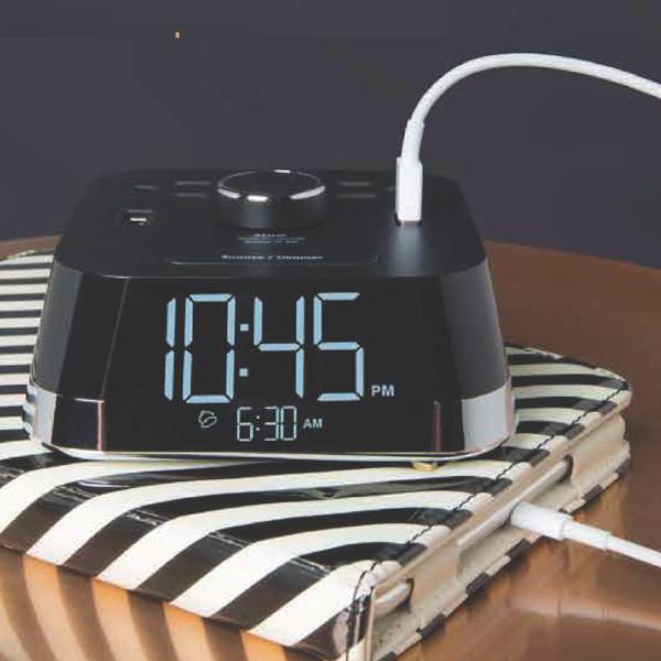 CubieTime Clock with Power Outlets and USB Ports