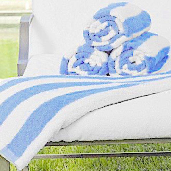 Hotel Blue and White Stripe Cabana Pool Towels for Vacation Rentals | GuestOutfitters.com