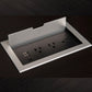 Silver Flush Mount Power Strip with 3 Power Outlets and 2 USB Ports