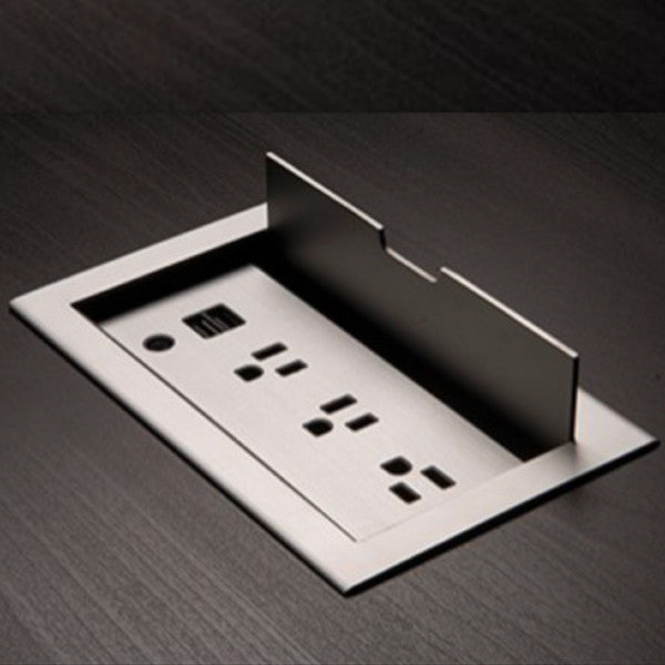 Flip Cover Flush Mount Power Strip with 3 Power Outlets and 2 USB Ports