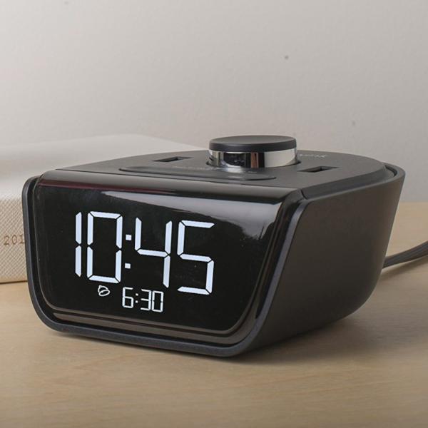 Mini Alarm Clock with USB Charging Ports Adds Power to the Nightstand ...