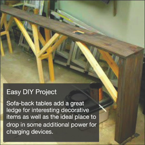DIY Project, Build a Sofa Back Table With Power and USB Outlets | GuestOutfitters.com