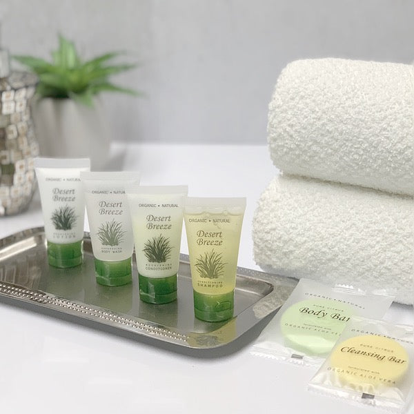 Desert Breeze Hotel Size Bath Amenity Supplies for Vacation Rentals | GuestOutfitters.com