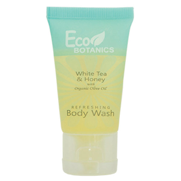 Eco Botanics White Tea & Honey Body Wash, 1oz. Tubes, Hotel Size Toiletries for Vacation Rentals | GuestOutfitters.com