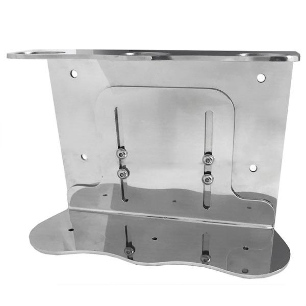 Eco Lux Chrome Bath Dispenser bracket for three 10.14oz. pump bottles of Terra Pure Green Tea Shampoo, Conditioner and Body Wash | GuestOutfitters.com