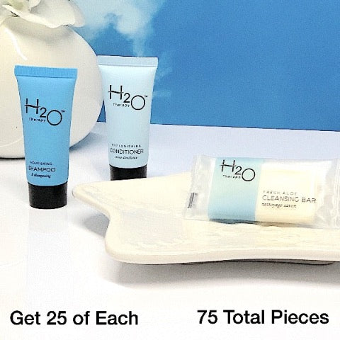 H2O Therapy 75 Piece Bath Toiletry Bundle Sets for Vacation Rentals | GuestOutfitters.com