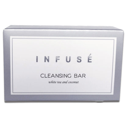 Infusé White Tea & Coconut Cleansing Bars in Elegant Silver Carton for Airbnb VRBO Vacation Rental Toiletries | GuestOutfitters.com