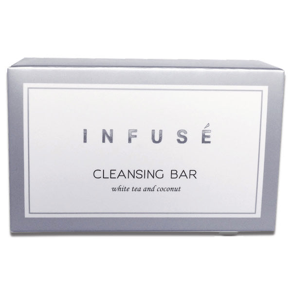 Infusé White Tea & Coconut Cleansing Bars in Elegant Silver Carton for Airbnb VRBO Vacation Rental Toiletries | GuestOutfitters.com