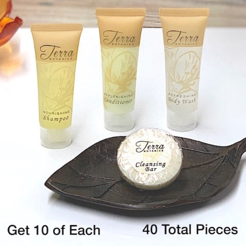 Terra Botanics 40 Piece Hotel Bath Toiletry Bundle Sets for Vacation Rentals | GuestOutfitters.com