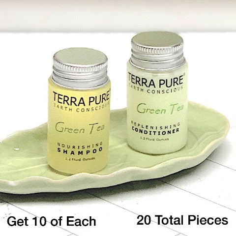 Terra Pure Green Tea 20 Piece Bath Toiletry Bundles for Vacation Rentals | GuestOutfitters.com