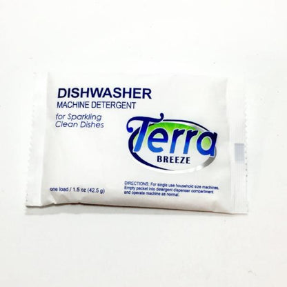 Terra Breeze Dishwashing Detergent, Single Use Packets for Extended Stay Hotels and Vacation Rentals | GuestOutfitters.com