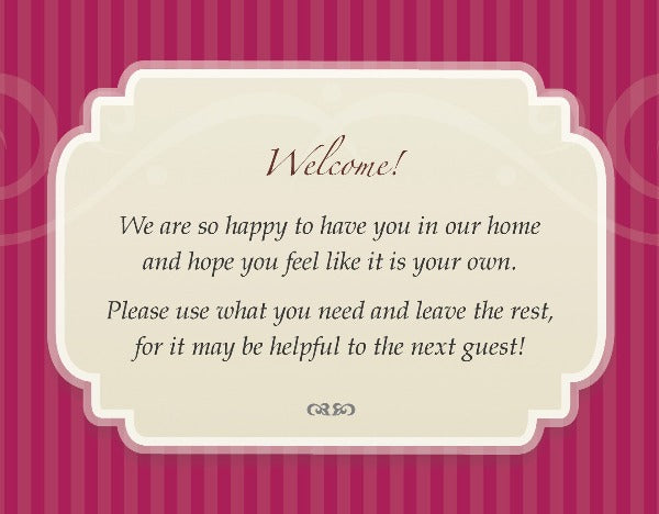 Customizable Guest Welcome Cards for the Bedroom and Bathroom | GuestOutfitters.com