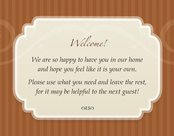 Customizable Guest Welcome Cards for the Bedroom and Bathroom | GuestOutfitters.com