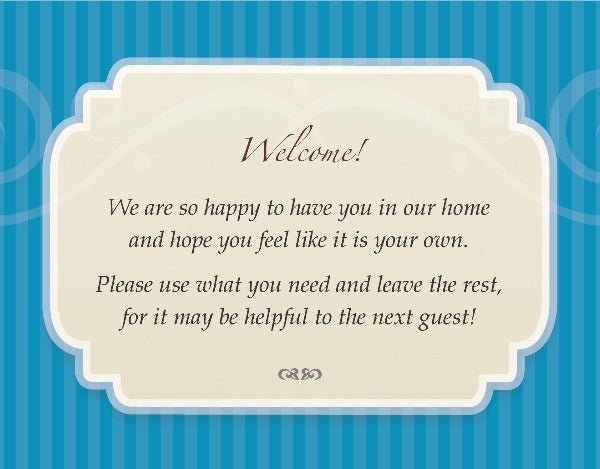 Customizable Guest Welcome Cards for the Bedroom and Bathroom | GuestOutfitters.com