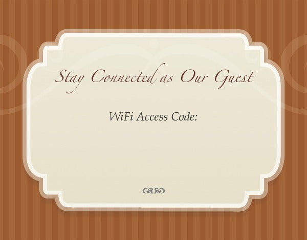 Customizable Laminated WiFi Access Code Cards | GuestOutfitters.com