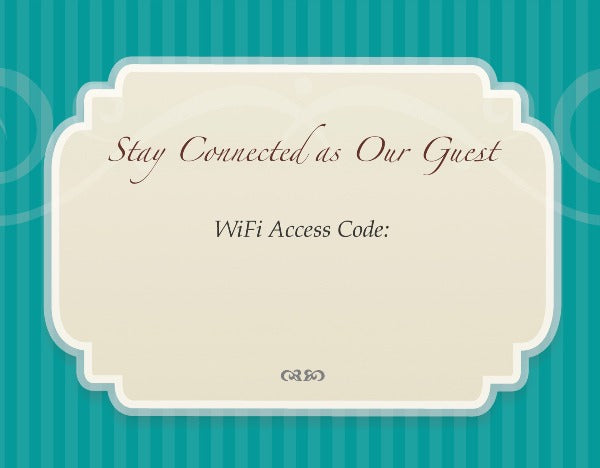 Customizable Laminated WiFi Access Code Cards | GuestOutfitters.com