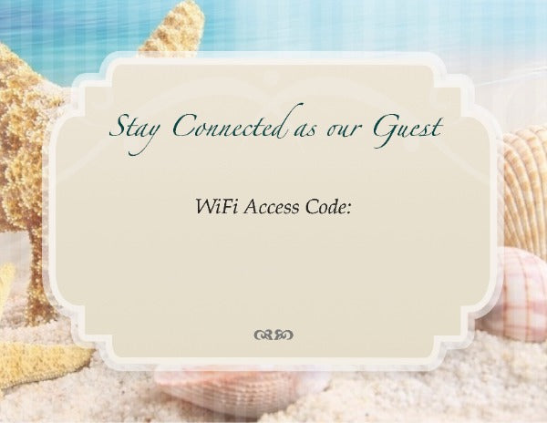 Customizable Laminated WiFi Access Code Cards Aqua Organics | GuestOutfitters.com