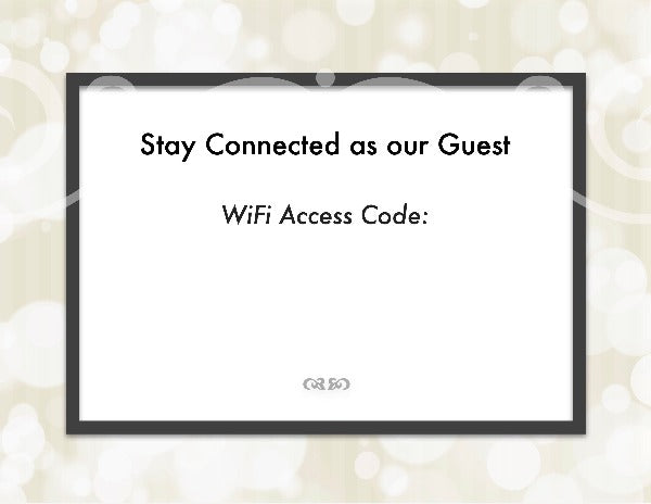 Customizable Laminated Beekman 1802 Fresh Air WiFi Access Code Cards for Vacation Rentals and BNBs | GuestOutfitters.com