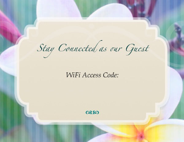 Customizable Laminated Eco Botanics WiFi Access Code Cards for Airbnb Vacation Rentals | GuestOutfitters.com